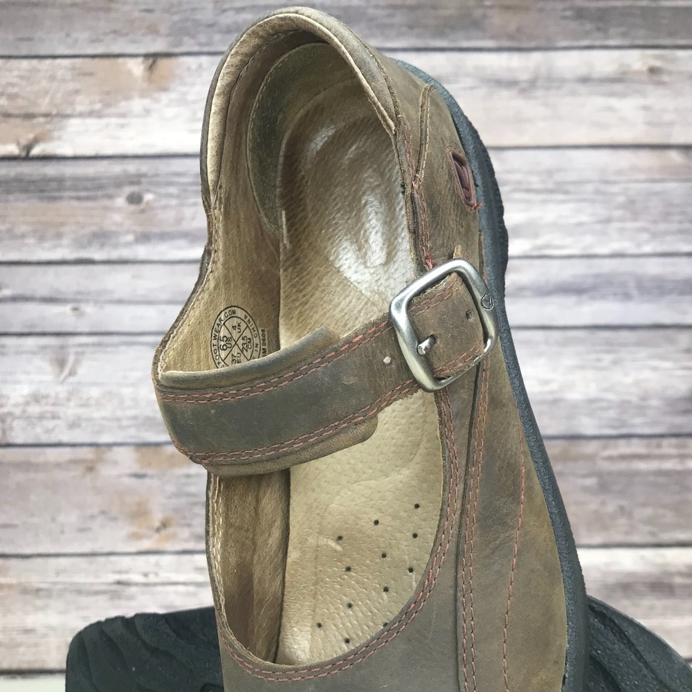 Keen Mary Jane Brown Leather Nubuck Shoes Sandals - Picture 5 of 8